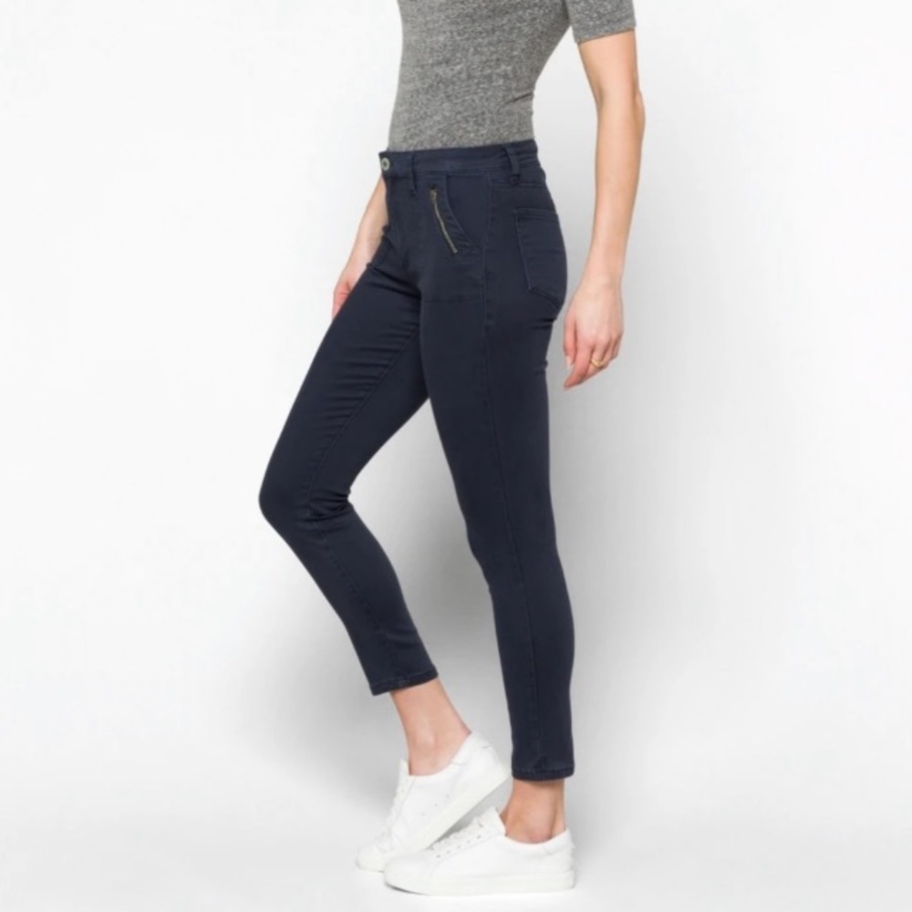 STS Blue Ellie High Rise Black Zipper Pocket Ankle Skinny Pants Color: Smoke